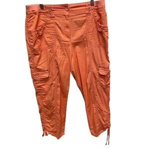 Chicos orange cropped capris summer pull on elastic waist size .5 small coastal